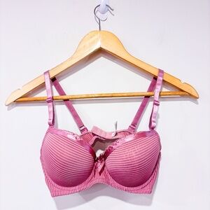 LUNNA Pink Striped Plunge‎ Bra